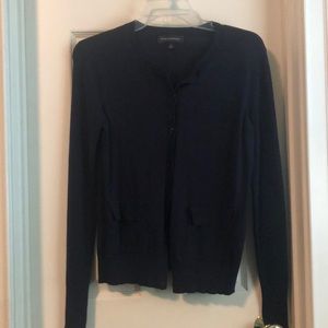 Navy blue cardigan sweater with pockets